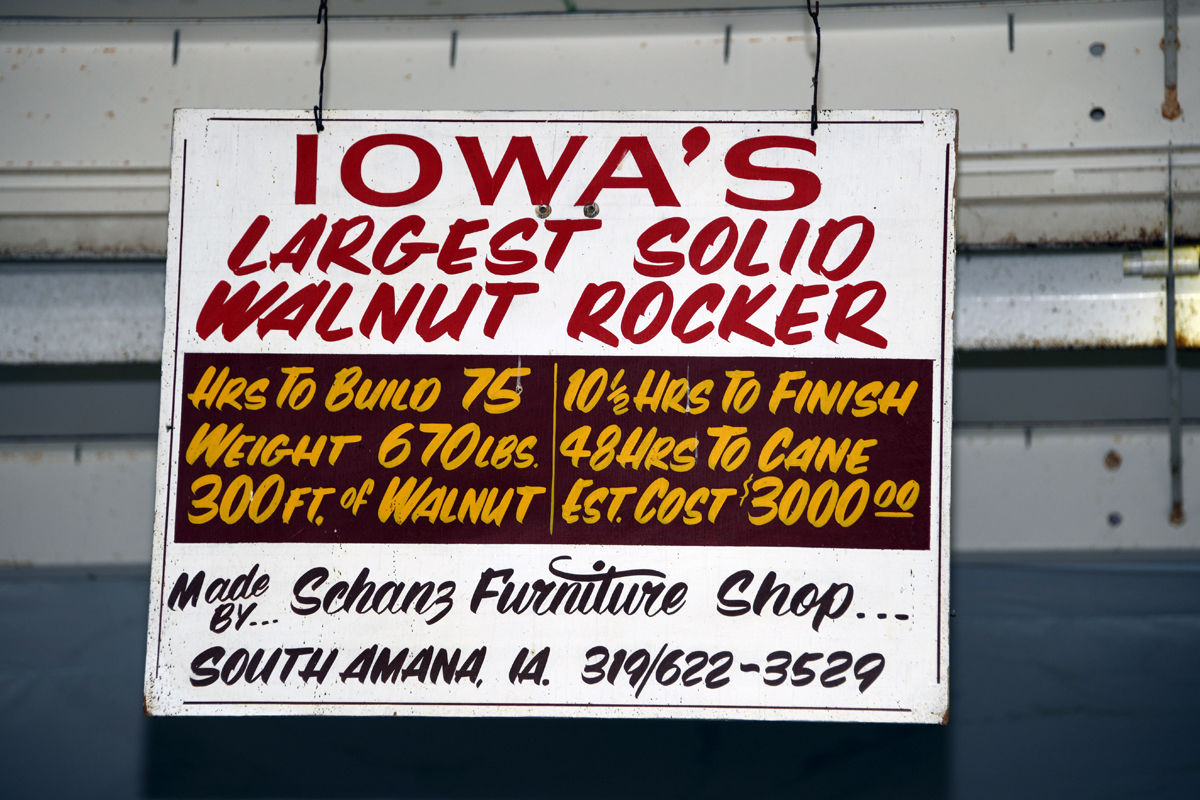 008 Iowa's largest rocker is displayed in the Amana Colonies.JPG